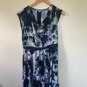 Simply Vera Vera Wang Blue Black Sleeveless Midi Sundress